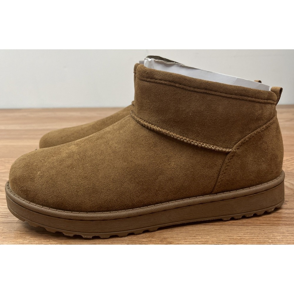 SO Lupita Chestnut Booties Boots Faux Suede & Fur Mini Boots Womens Size 8.5 NEW